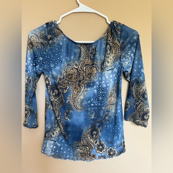 Blue Paisley Women's Top - Picture 1 of 4
